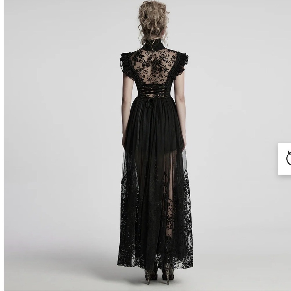 Punk Rave Gothic Dress Black Lace Corset High Collar Victorian Medium NWT - Picture 2 of 8